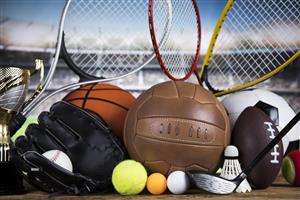 Variety of sports equipment.