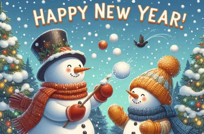 Snowmen snowball fight